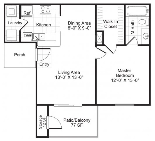 floor plan for a two bedroom apartment at The Westmount at London Park