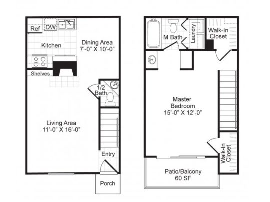 floor plan for a two bedroom apartment at The Westmount at London Park