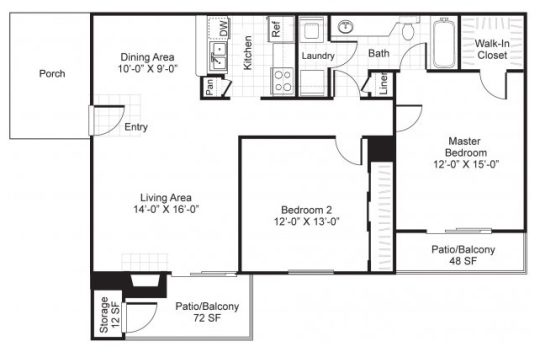 floor plan for a two bedroom apartment at The Westmount at London Park